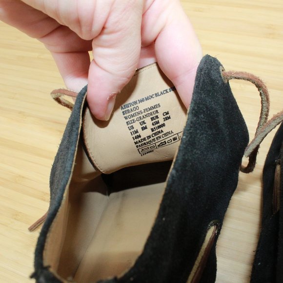 Sebago Ashton 360 Moc Black Suede Lace-up Ankle Heeled Booties Size 11 M - Picture 9 of 9